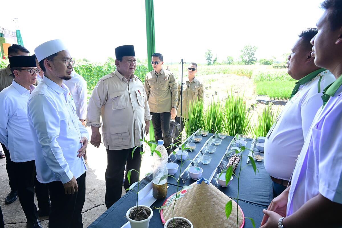 Presiden RI Prabowo Subianto memantau dan bertemu ara petani pada acara pembukaan Gerakan Indonesia Menanam (Gerina) di Banyuasin, Sumatra Selatan. (Dok. setneg.go.id)