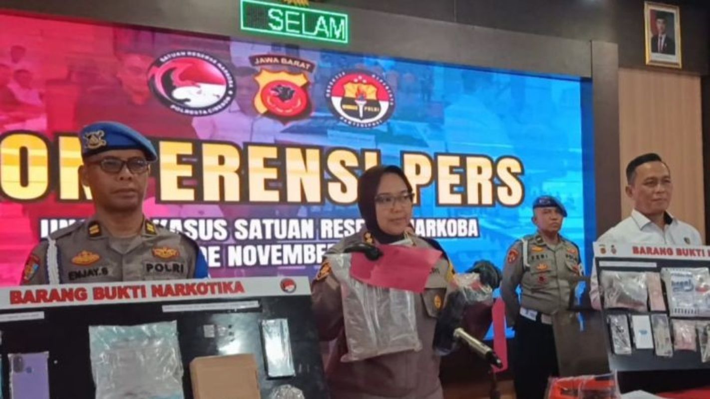 Polresta Cirebon ungkap kasus narkoba di Cirebon. (Fathnur Rohman/Antara)