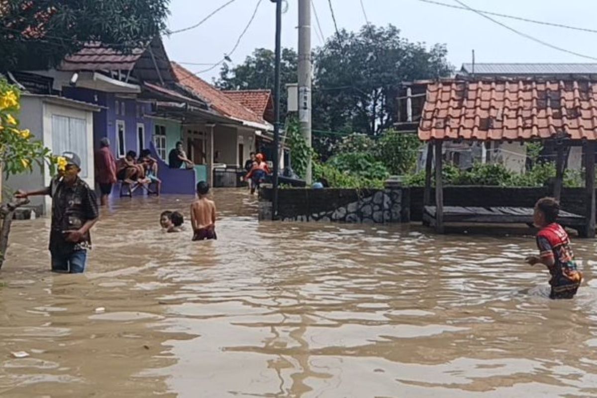 Banjir merendam permukiman warga di Kecamatan Losari, Kabupaten Cirebon. (Fathnur Rohman/Antara)