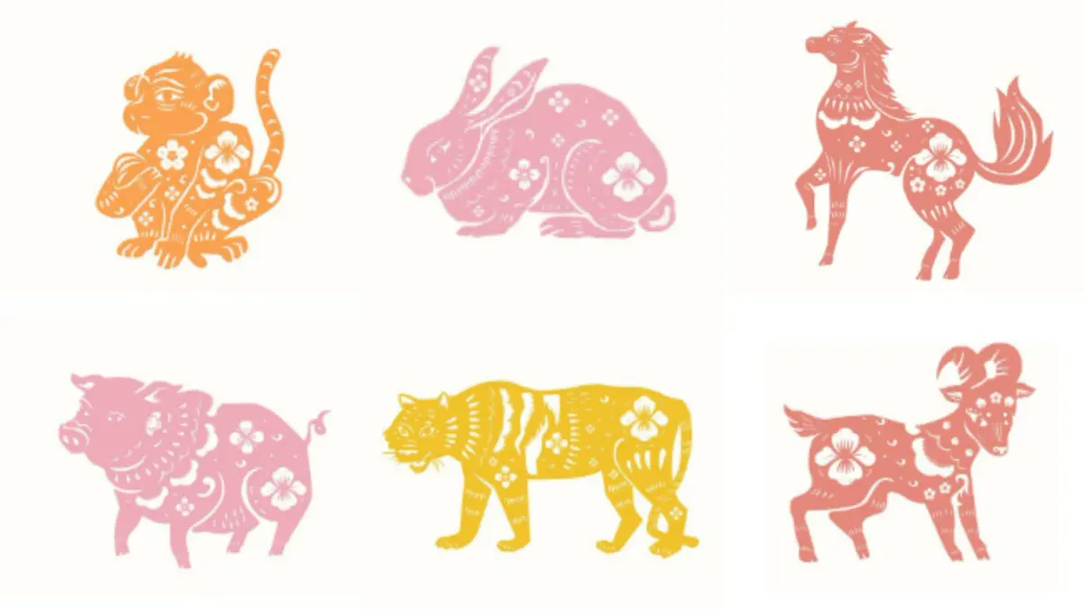 Ilustrasi ramalan shio Monyet, Kelinci, Kuda, Babi, Macan, dan Kambing (Magnific)