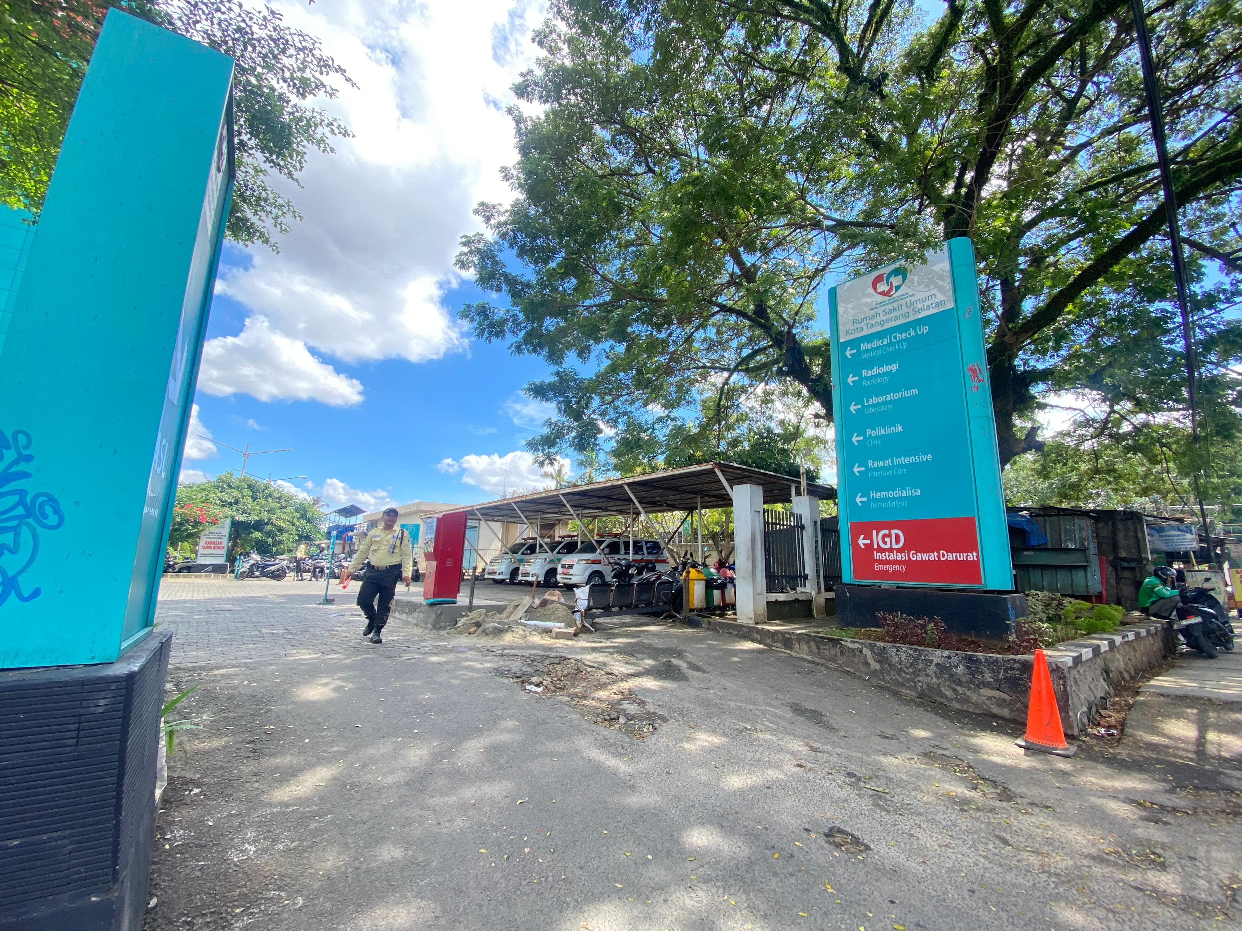 Suasana RSU Kota Tangsel yang berlokasi di kawasan Pamulang tampak sepi.
