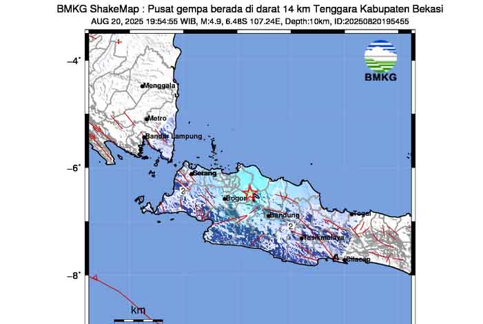 Gempa Bumi 4,9 Skala Richter Guncang Bekasi, Terasa di Jabodetabek