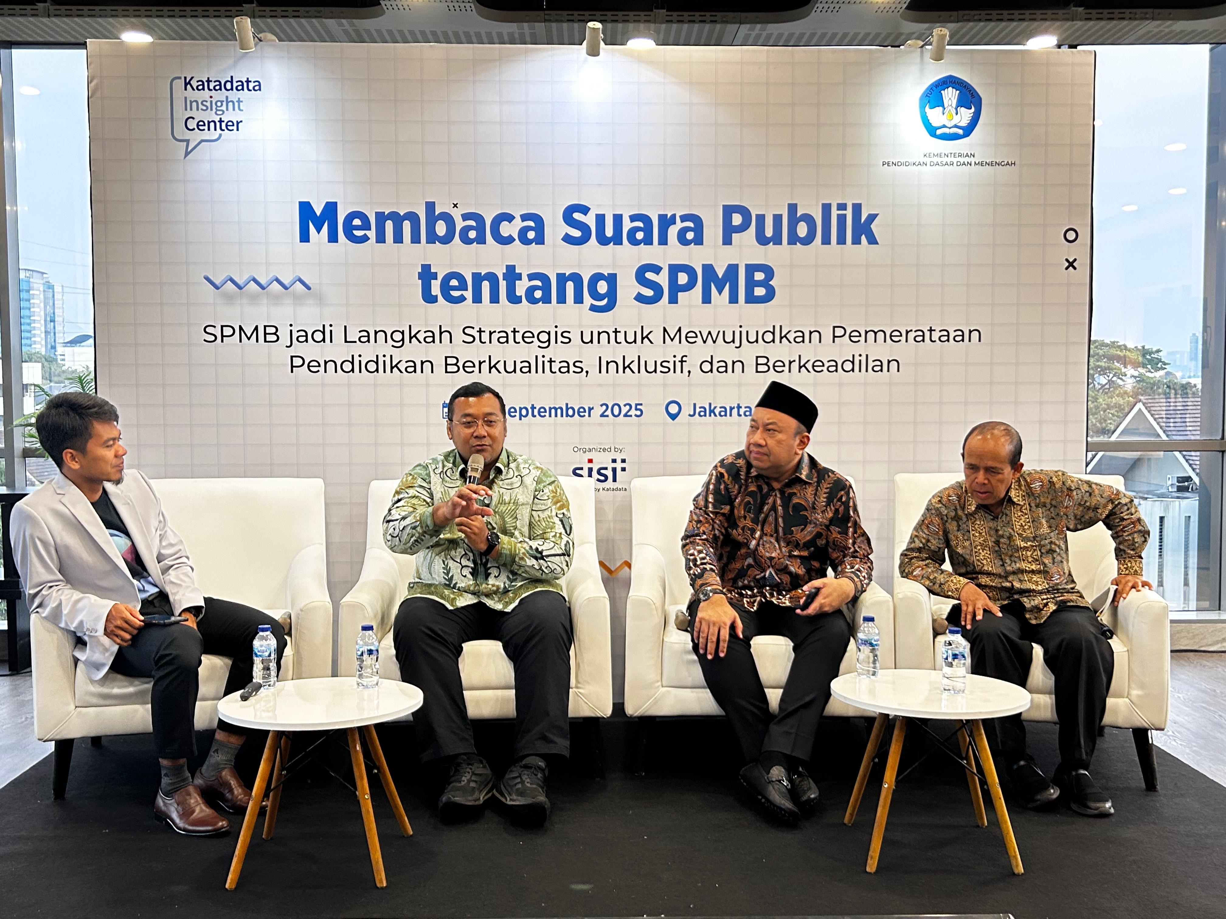Diskusi pendidikan dengan tema &ldquo;Membaca Suara Publik tentang SPMB&rdquo;, di Jakarta, Selasa (30/9).