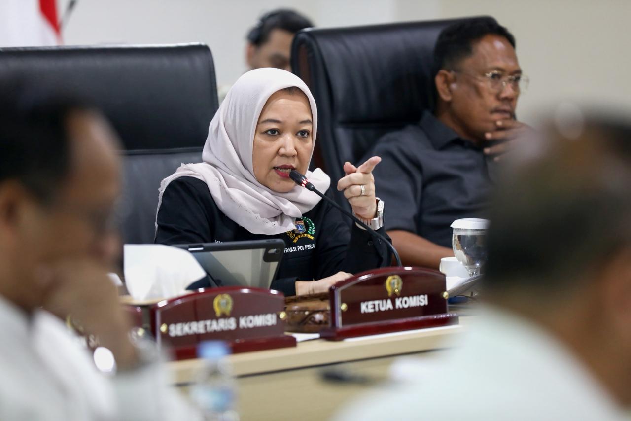 Ketua Komisi D DPRD DKI Jakarta Yuke Yurike menjelaskan soal efisiensi anggaran di Dinas Sumber Daya Air (SDA) DKI kemarin.
