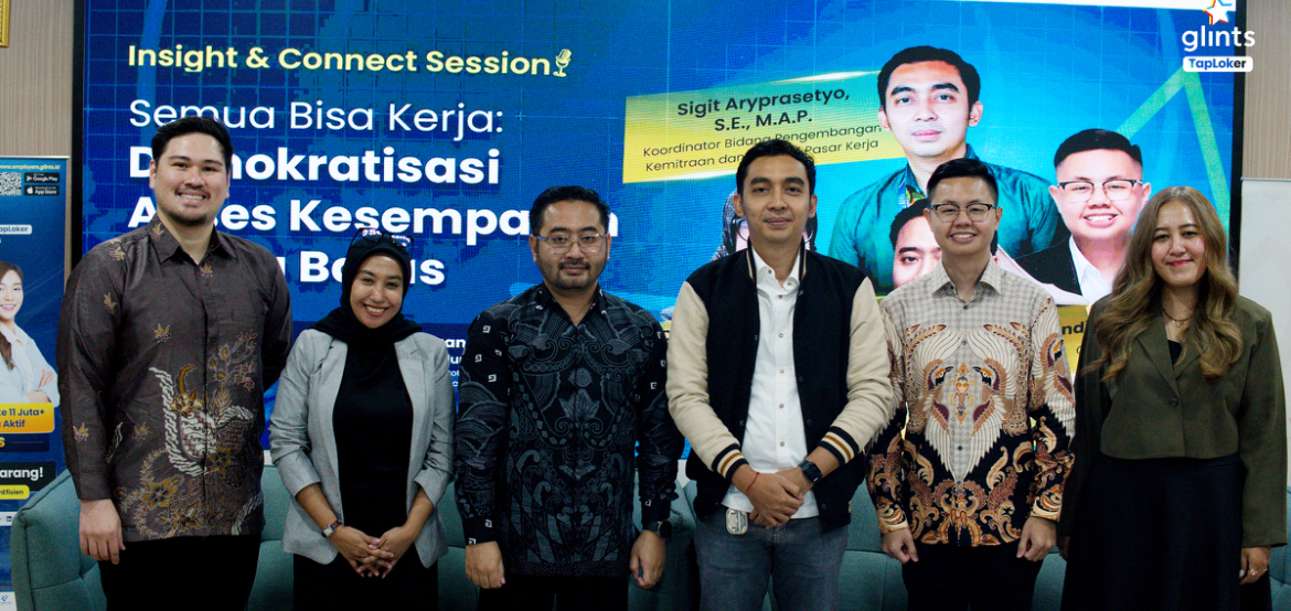 Glints TapLoker bersama Kemnaker)m menggelar talkshow dan walk-in interview bertajuk #SemuaBisaKerja: Demokratisasi Akses, Kesempatan Tanpa Batas.