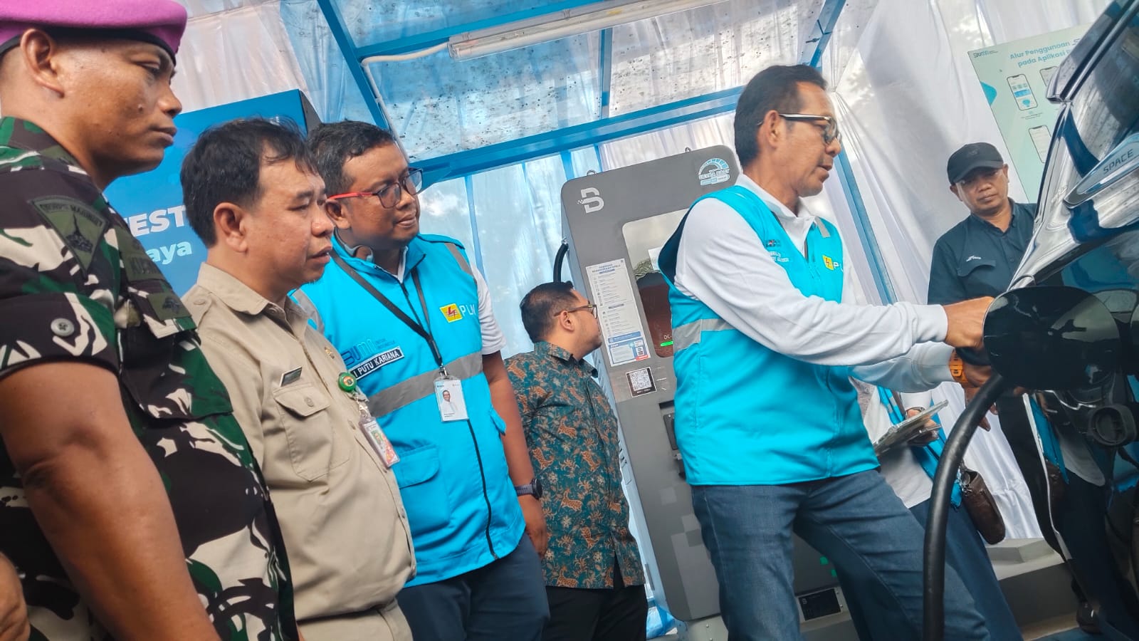 PLN UID Jakarta Raya meluncurkan SPKLU di lokasi Balai Keprajuritan, Jl. Raya Cilandak KKO, Jakarta Selatan.