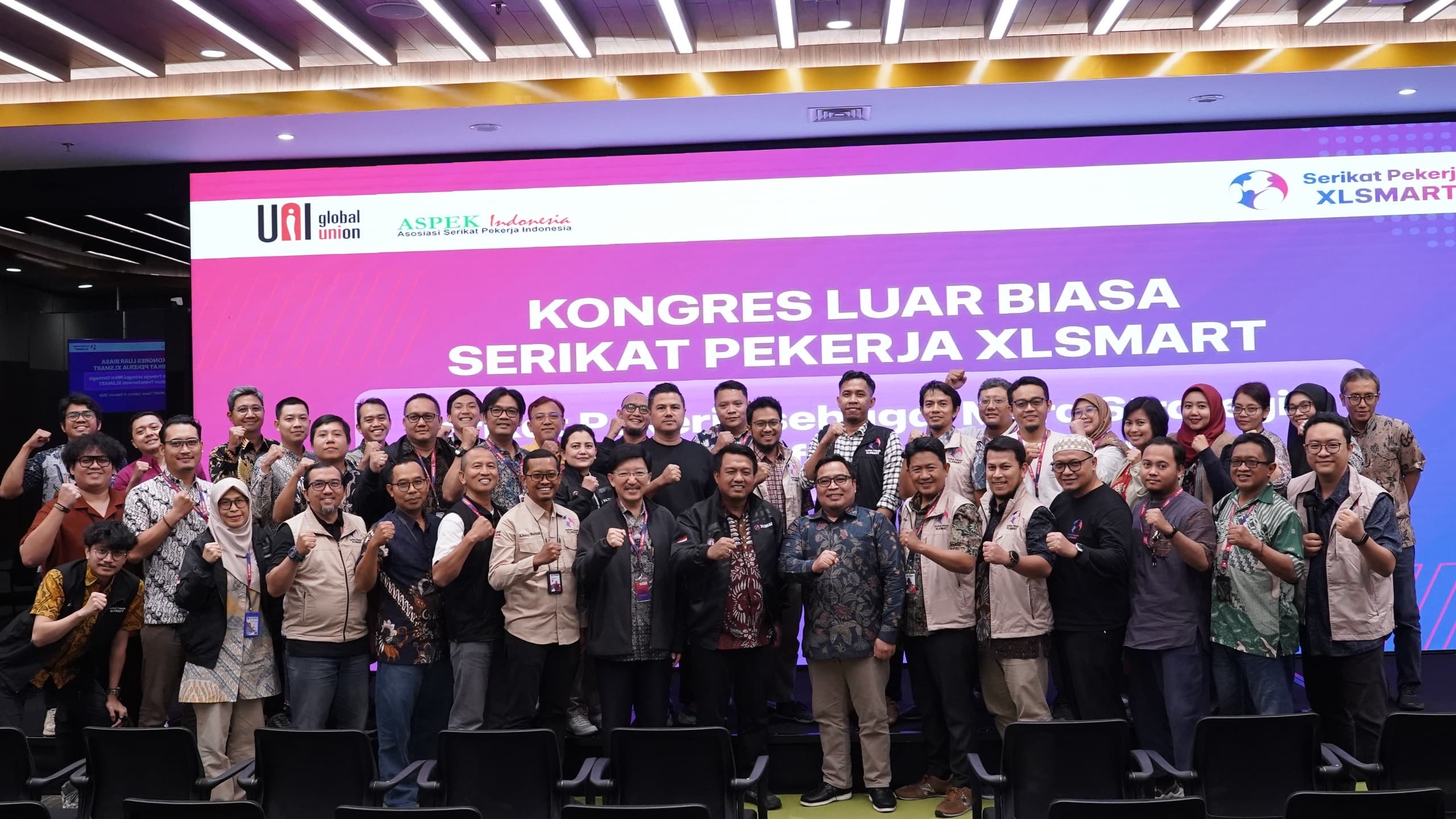 Kongres Luar Biasa (KLB) Serikat Pekerja XLSMART yang diselenggarakan di Jakarta (4/2). Kegiatan ini menetapkan kepemimpinan baru organisasi. (Dok. SP XLSMART)