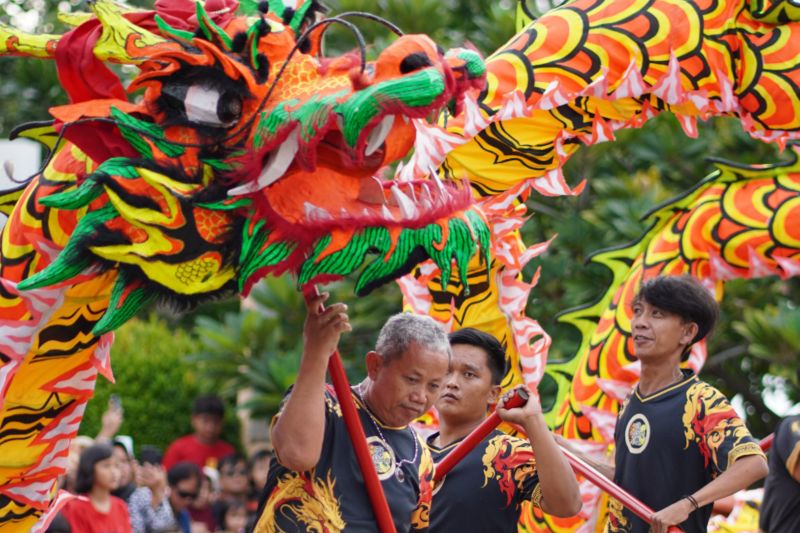 Parade barongsai di kawasan Ancol dalam menyambut Imlek 2026. (ANTARA/HO-Ancol)