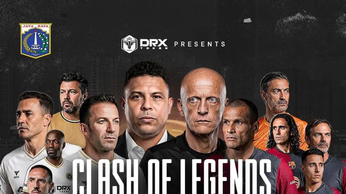 Pertandingan ini akan mempertemukan Barcelona Legends dengan DRX World Legends, dua tim yang diisi oleh para pemain yang pernah berada di puncak kariernya pada masanya. (Instagram clashoflegends.id)