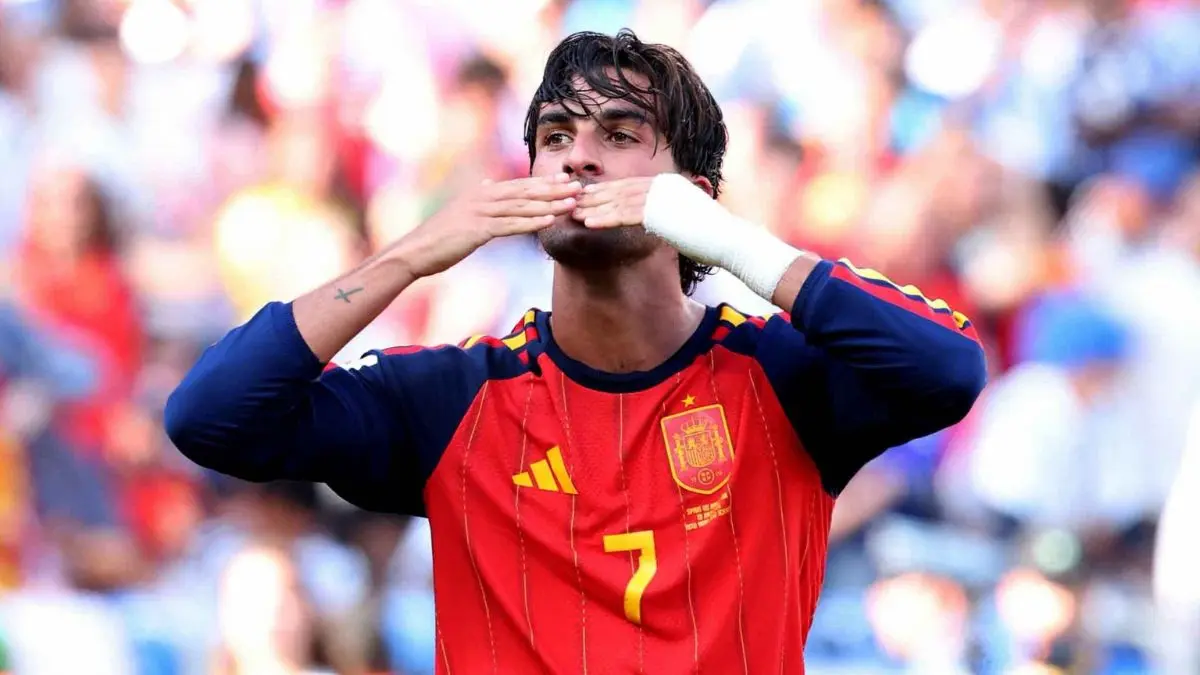 Ferran Torres merayakan gol kemenangan Spanyol ke gawang Argentina pada babak extra time final Piala Dunia 2026 di New York New Jersey Stadium. (FIFA)