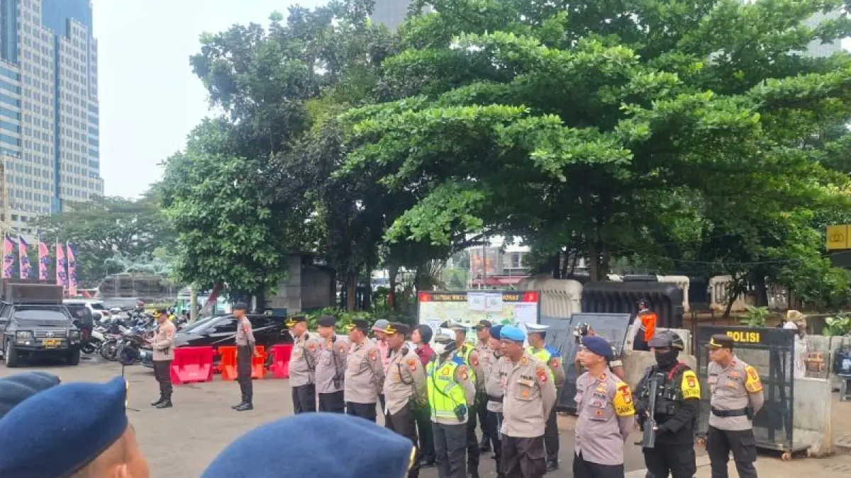 Ilustrasi: Sejumlah personel gabungan menggelar apel pengamanan unjuk rasa di kawasan Monas, Jakarta Pusat. (ANTARA/HO-Polres Metro Jakarta Pusat)