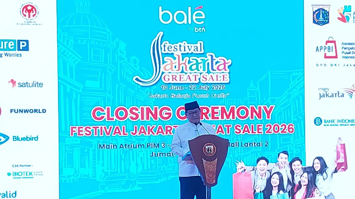 Gubernur DKI Jakarya Pramono Anung saat menghadiri seremonial penutupan FJGS 2026 di Pondok Indah Mall (PIM) 3, Jakarta Selatan, Jumat (24/7). (Ryandi Zahdomo/JawaPos.com)