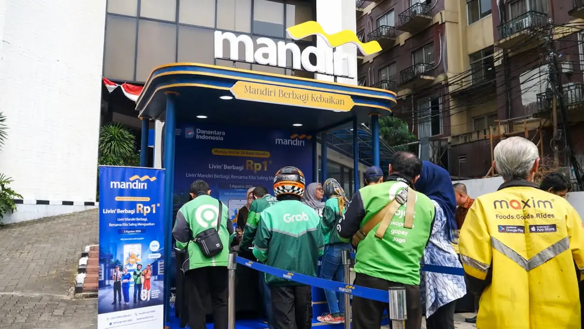 Livin’ Mandiri Berbagi di KCP Taman Ismail Marzuki, Jakarta Pusat. (Bank Mandiri)