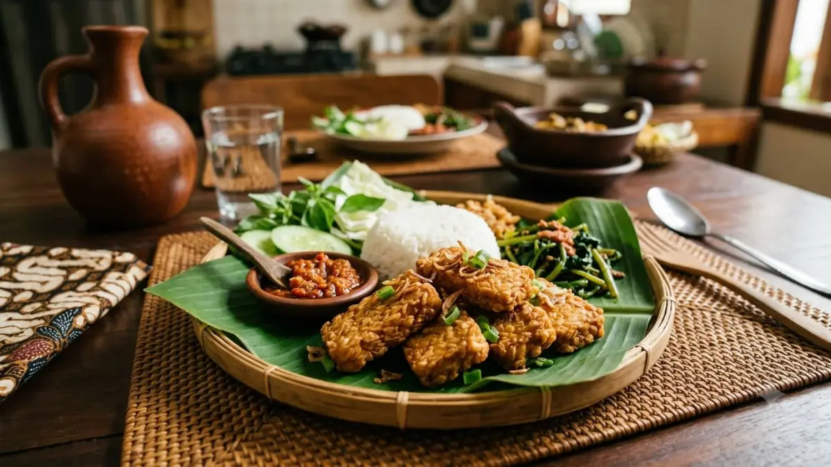 ILUSTRASI: Tempe yang disajikan dalam makanan Indonesia. (Generate Gemini AI)