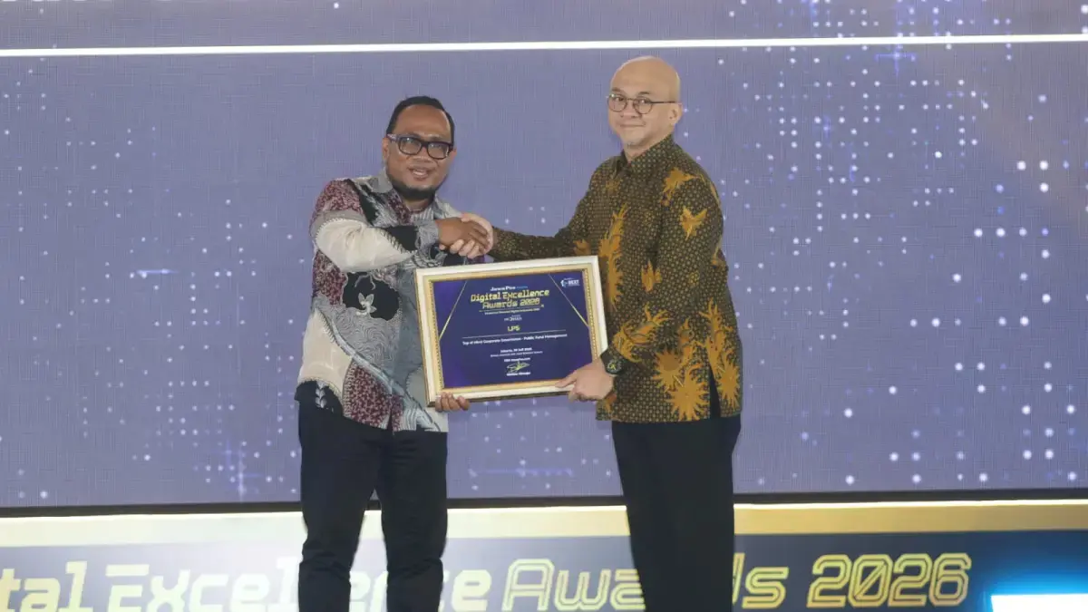 Direktur Group Hubungan Luar Negeri LPS, Ramadian Moetomo, dalam ajang JawaPos.com Digital Excellence Awards 2026, di Jakarta, Kamis (30/7). (Dery Ridwansah/ JawaPos.com)