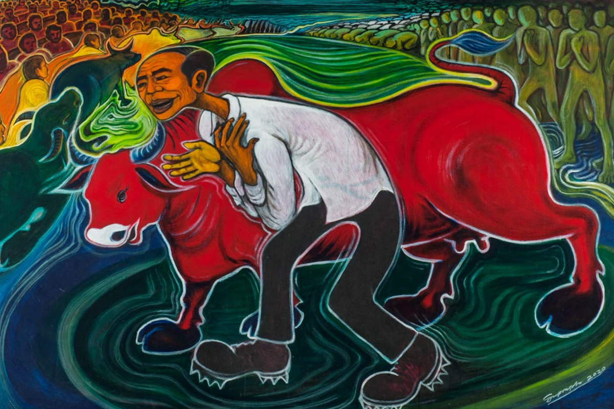 Lukisan Yos Sudarso yang memicu konflik karena disebut-sebut mirip dengan Presiden Ke-7 Jokowi. (Istimewa)
